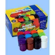 ADX Water Based Colours (Artists Poster Paints) 30ML 12 Colours - BOOKS N ARTS