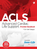 Book cover of 'ACLS Advanced Cardiac Life Support Provider Handbook' with a red and white design.