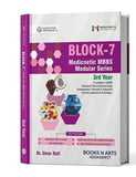 Book titled 'BLOCK-7 Medicinetic MBBS Modular Series' on a white background