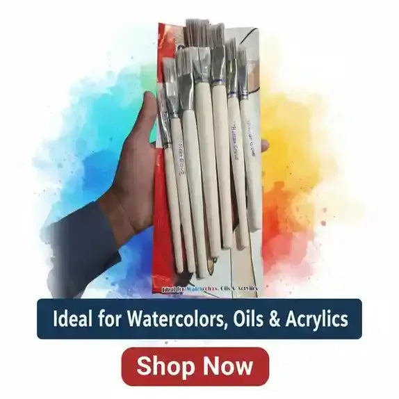 Borolac Art Paint Flat Brushes Value Set Of 7PCs (Hassan Group) - BOOKS N ARTS