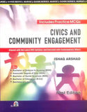 Book cover of 'Civics and Community Engagement' by Ishaq Arshad with colorful design elements.