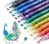 Glitter Dual Tip Markers 12 Colours - BOOKS N ARTS