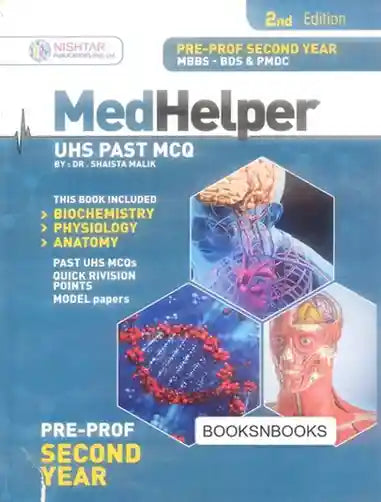 Book cover of 'MedHelper' with medical illustrations and text on a blue background