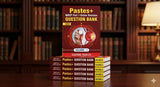 Stack of 'Pastes+ MCP Part 1 Online Revision Question Bank' books on a wooden surface with a bookshelf background.