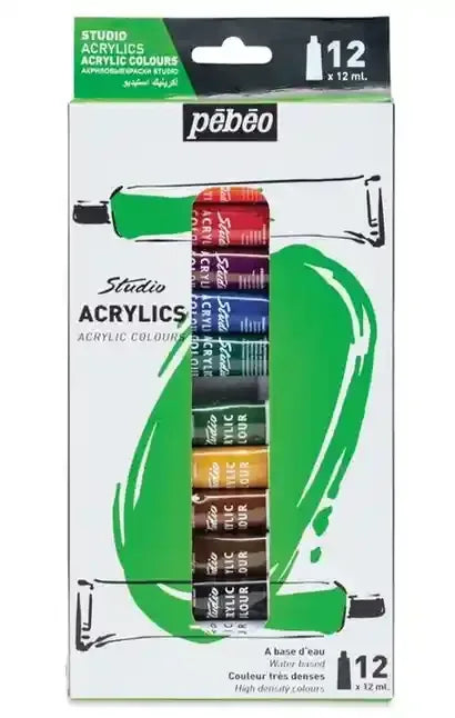 Pebo Acrylic Color Set 12x12ml Tubes - BOOKS N ARTS