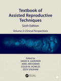 Textbook cover of 'Textbook of Assisted Reproductive Techniques' with images of embryos on a blue background.