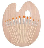 12 PCs Artist Paint Brush with Wooden Colour Palette Mixer Board - BOOKS N ARTS 