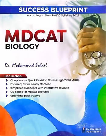Book cover of 'MDCAT Biology' by Dr. Muhammad Schail with a stethoscope image.