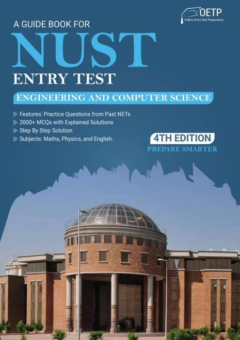 Book cover of 'A Guide Book for NUST Entry Test' with a building in the background