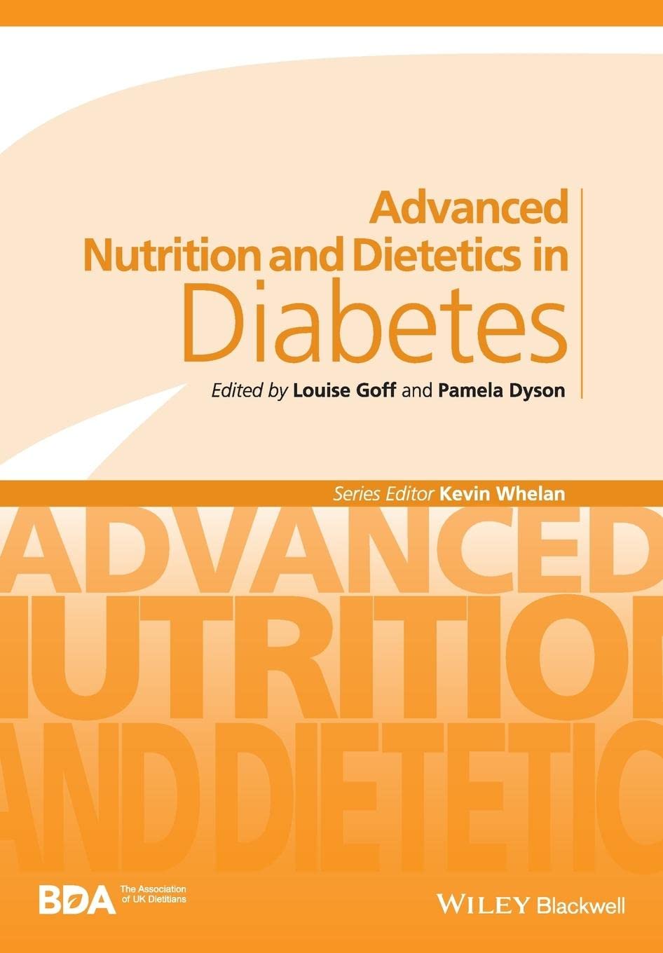 Book cover of 'Advanced Nutrition and Dietetics in Diabetes' with orange and beige design.