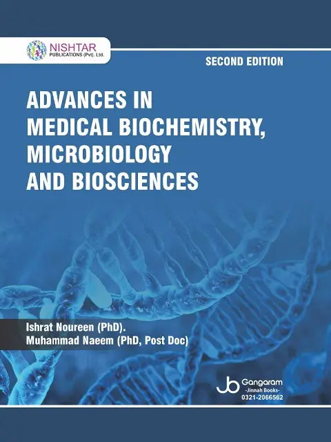 Book cover of 'Advances in Medical Biochemistry, Microbiology and Biosciences' with a blue background and molecular structure illustration.