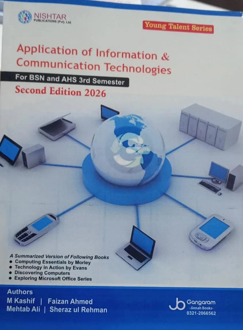 Book cover of 'Application of Information & Communication Technologies' by Nishtar Publications on a white background.