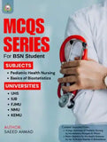 Book cover of 'MCQs Series for BSN Student' with a stethoscope and medical background.