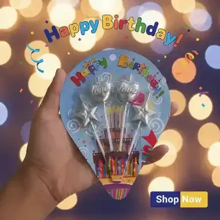 Birthday Sparking Candle Set Simple Star and Heart Shaped - BOOKS N ARTS 
