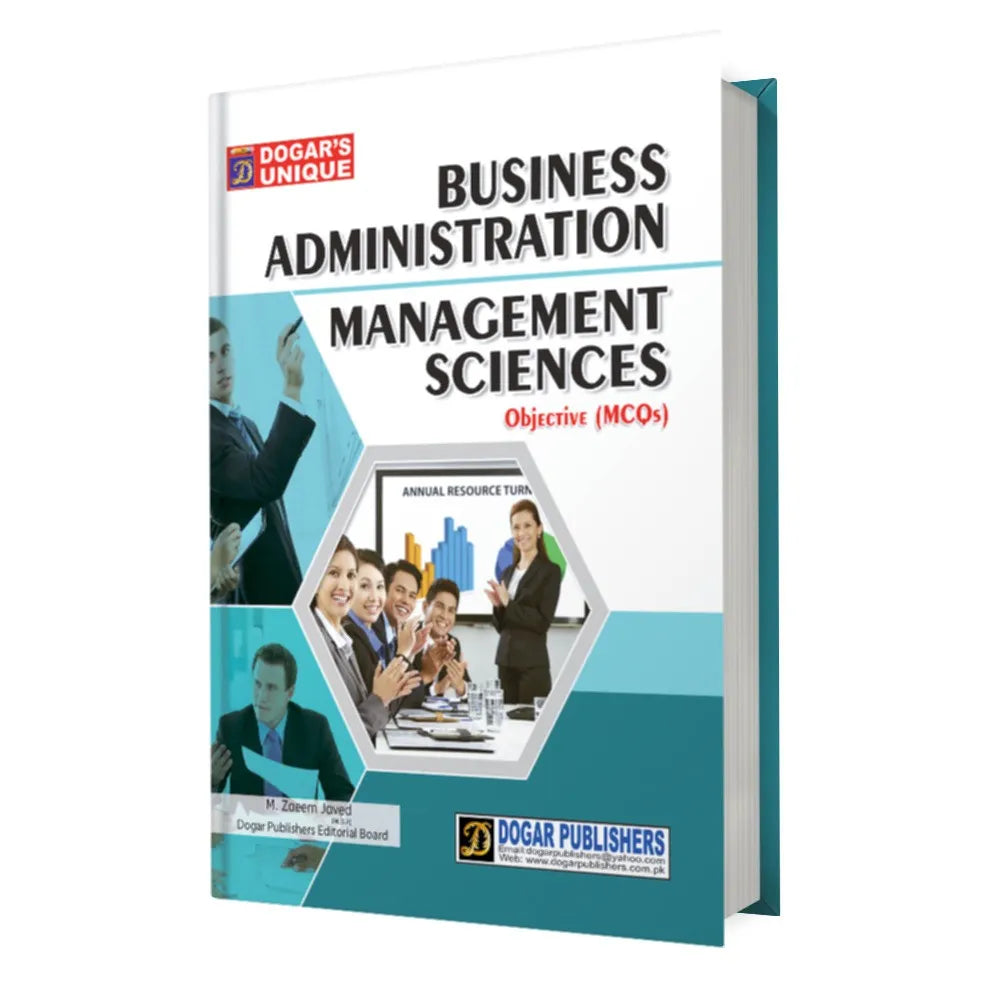 Book titled 'Business Administration Management Sciences' by Dogar Publishers on a white background