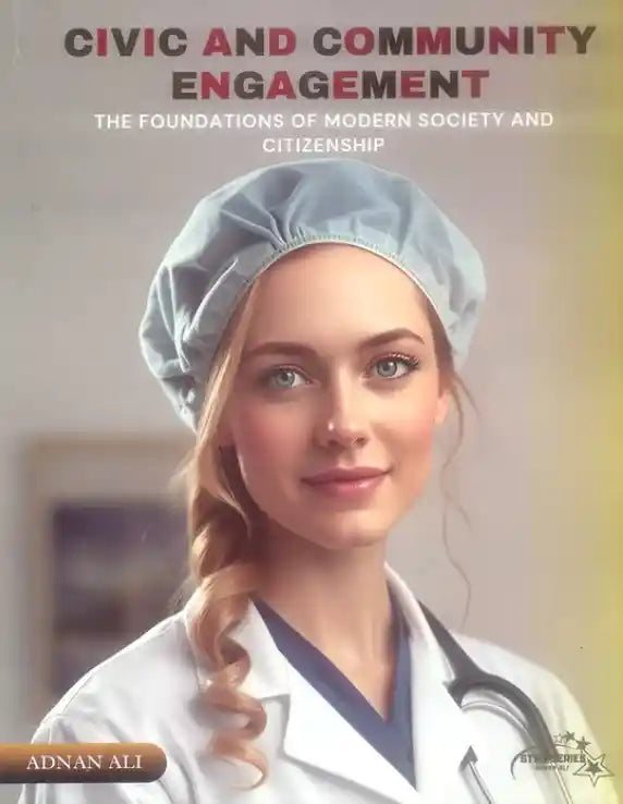 Book cover of 'Civic and Community Engagement' with a person in a medical uniform.