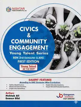 Book cover of 'Civics & Community Engagement' by Nishhtar Publications with a blue circle and text.