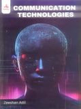 Book cover of 'Communication Technologies' with a futuristic design and a person's face.