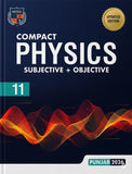 Book titled 'Compact Physics Subjective + Objective' for class 11 with a Punjab 2026 logo on a dark blue background.