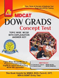 MDCAT Dow Grads Concept Test book cover with students and educational design elements.