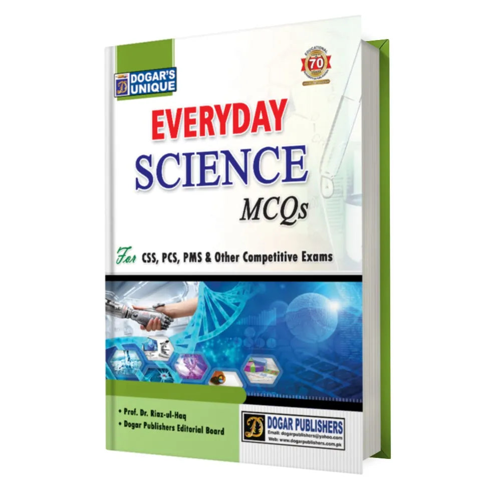 Book titled 'Everyday Science MCQs' by Dogar Publishers on a white background
