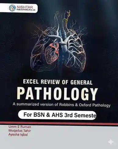 Book cover of 'Excel Review of General Pathology' with an anatomical illustration on a dark background.