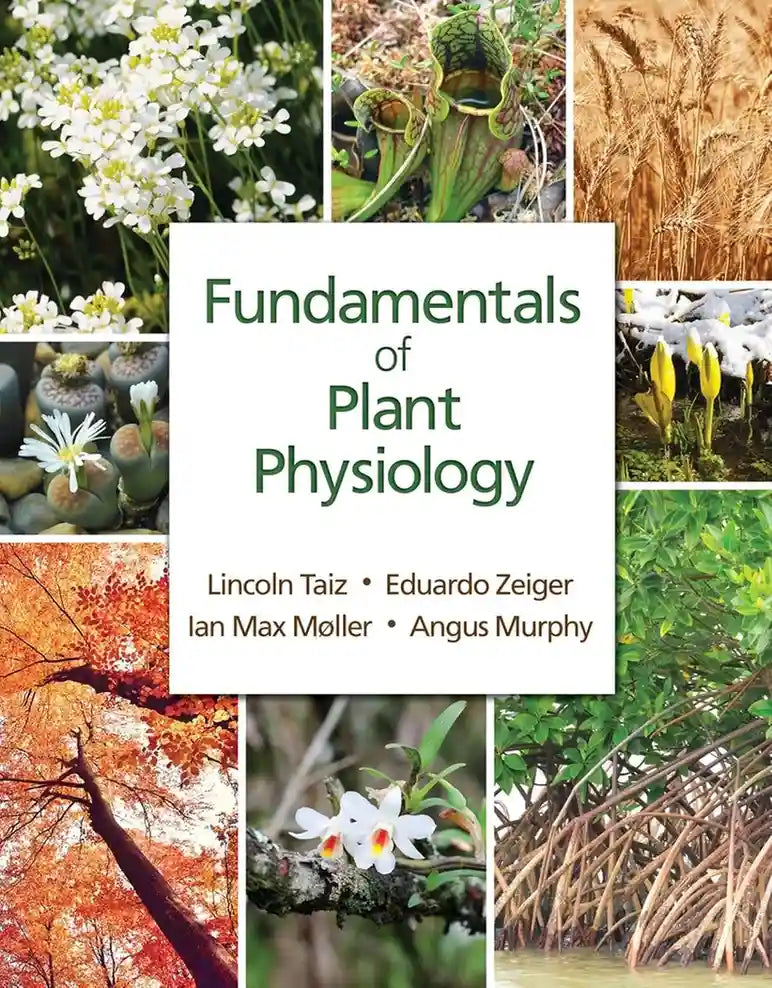 Book cover of 'Fundamentals of Plant Physiology' with images of plants.