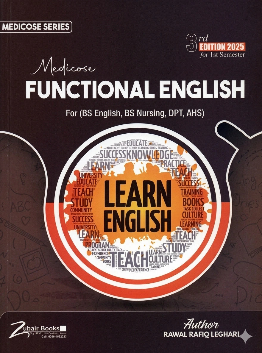 Book Cover Image Of Medicose FUNCTIONAL ENGLISH 3rd Edition For BSN DPT AHS By Rawal Rafiq