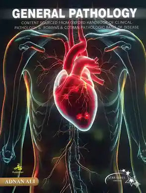 Book cover of 'General Pathology' with a heart illustration on a black background