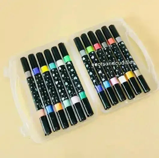 Glitter Dual Tip Markers 12 Colours - BOOKS N ARTS 