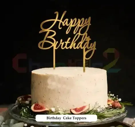 Happy Birthday Gold Text Cake Topper - BOOKS N ARTS 