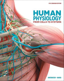 Book cover of 'Human Physiology from Cells to Systems' with anatomical illustration on a white background