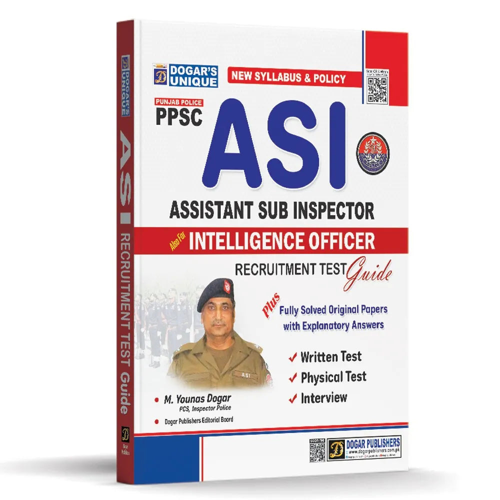 Book titled 'ASI Recruitment Test Guide' for PPSC Assistant Sub Inspector Intelligence Officer on a white background