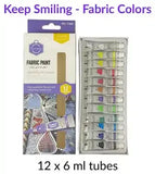 KeepSmilling Fabric Color Tubes 12x6ml (12PCs) - BOOKS N ARTS 