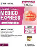 Book cover of 'Medico Express' with dental imagery and text about past papers and review edition.