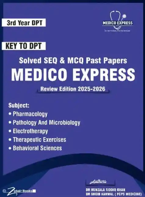 Book cover of 'Medico Express' with blue background and white text