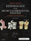 Book cover of 'Kinesiology of the Musculoskeletal System' by Donald A. Neumann on a dark background with anatomical illustrations.