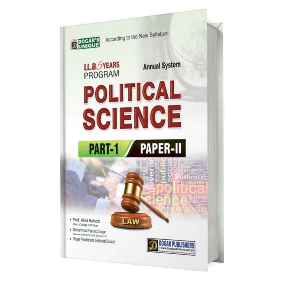 Book titled 'Political Science Part-1 Paper-II' by Dogar Publishers on a white background