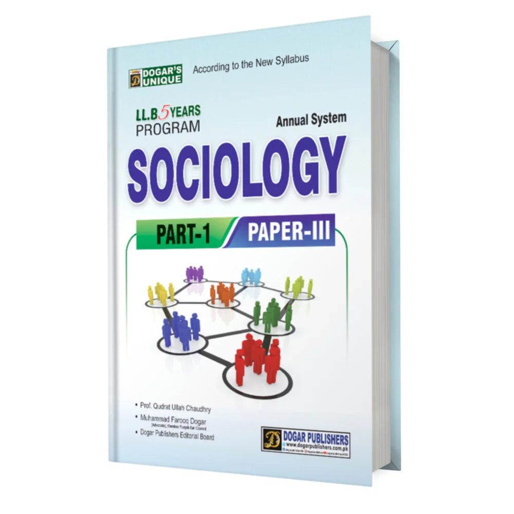Book titled 'Sociology' for LL.B program on a white background