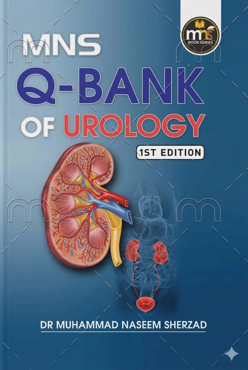 Book cover of 'MNS Q-Bank of Urology' with肾脏 illustration on a blue background