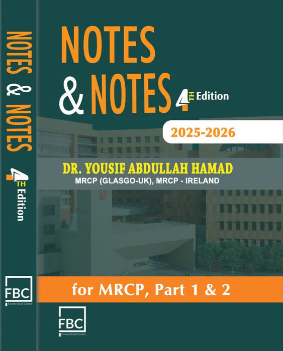 Book cover of 'Notes & Notes' 4th Edition by Dr. Yousif Abdullah Hamad with a building image on a green background.