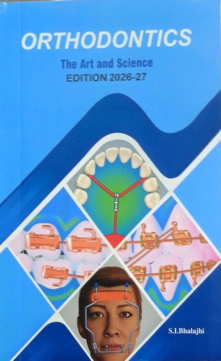 Book cover of 'Orthodontics: The Art and Science' with illustrations and text on a blue background