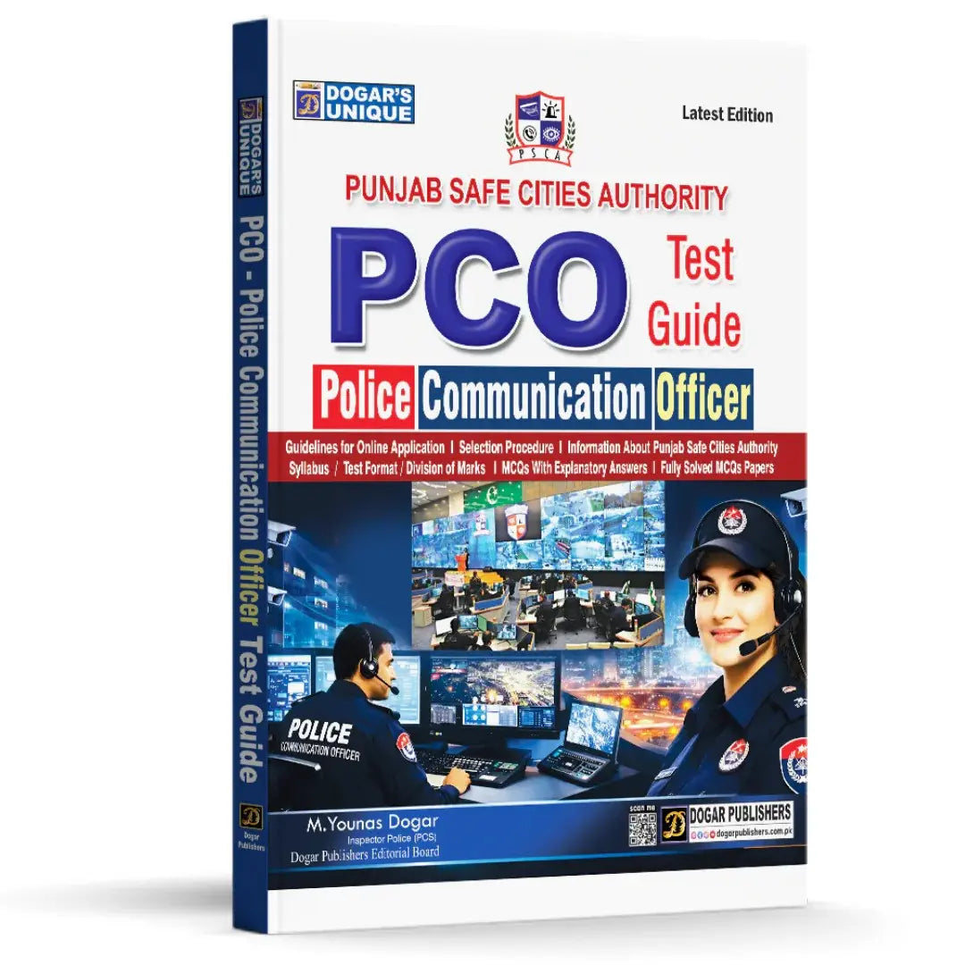 Book titled 'PCO Test Guide' for Punjab Safe Cities Authority on a white background