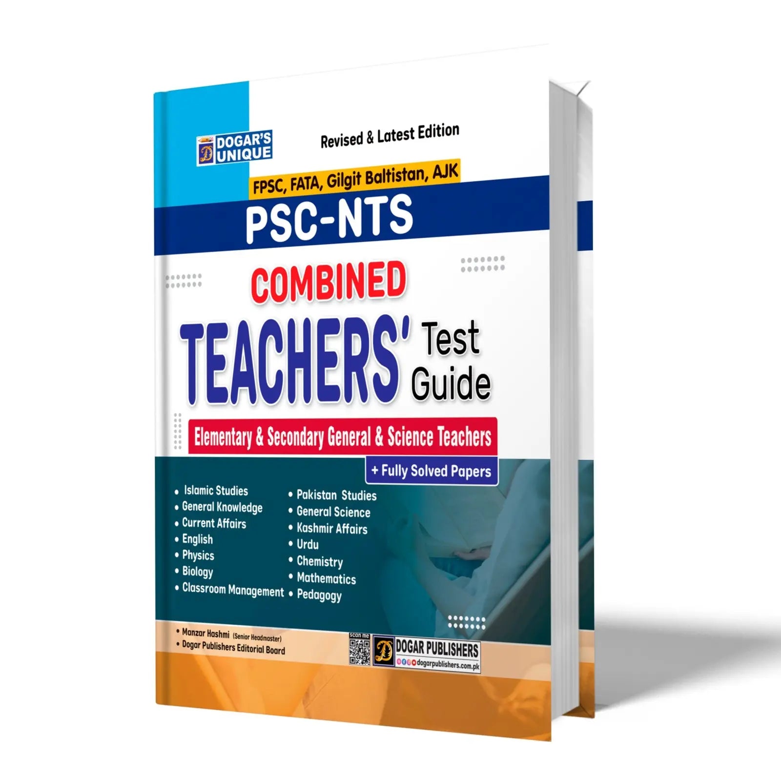 Book titled 'PSC-NTS Combined Teachers' Test Guide' on a white background