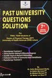 Book cover of 'Past University Questions Solution' for Doctor of Physical Therapy students, featuring a black background with yellow text and a red circle.