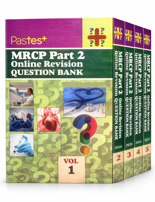 Set of MRCP Part 2 revision books with colorful cover design on a white background