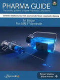 Book cover of 'Pharma Guide' with a syringe and vial on a blue background