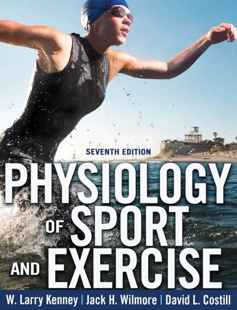 Book cover of 'Physiology of Sport and Exercise' with a swimmer in the background.