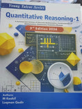 Book titled 'Quantitative Reasoning-1' from the Young Talent Series with mathematical diagrams and symbols on the cover.