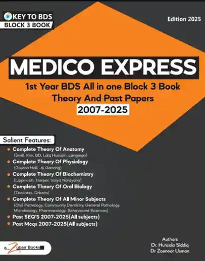 Book cover of Medico Express 1st Year BDS All in one Block 3 Book with orange and black design